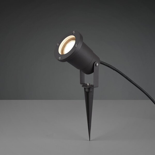 Trio Lighting Spot cu tijă UBANGI, antracit, metal, IP65, GU10, Negru, Aluminiu, Modern