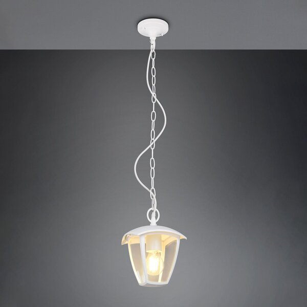 Trio Lighting Lampă suspendată pentru exterior VENTA, albă, 17 x cm, metal, IP44, reglabil, Alb, Aluminiu, Felinar