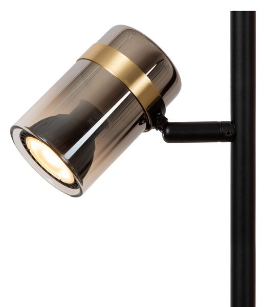 Lucide Lampadar Upton, înălțime 154 cm, negru/gri fum, 3 becuri., Negru, Camera de zi / sufragerie, Sticlă, Modern