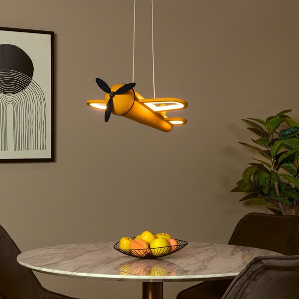 Lucide Lampă suspendată LED pentru camera copiilor Fokker, galbenă Lungime 46 cm Metal, Galben, Camera copiilor, Metal