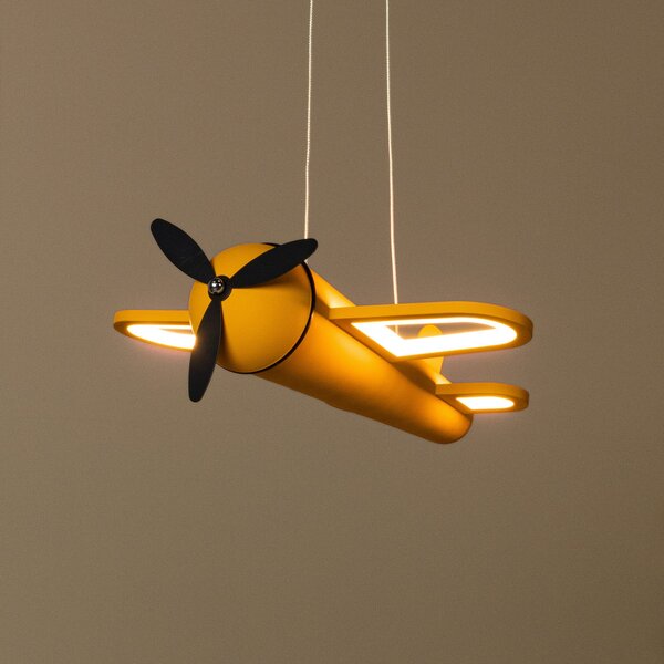 Lucide Lampă suspendată LED pentru camera copiilor Fokker, galbenă Lungime 46 cm Metal, Galben, Camera copiilor, Metal