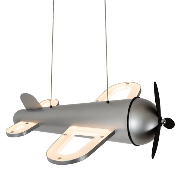 Lucide Lampă suspendată LED pentru camera copiilor Fokker, gri Lungime 46 cm Metal, Gri, Camera copiilor, Metal