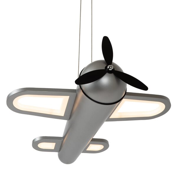 Lucide Lampă suspendată LED pentru camera copiilor Fokker, gri Lungime 46 cm Metal, Gri, Camera copiilor, Metal
