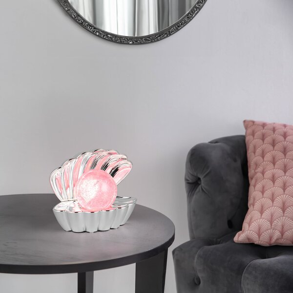 Reality Leuchten Lampa de masă LED Shelly, cromată, plastic, 18 cm, RGB, Metalic, Camera de zi / sufragerie, Plastic, Viața tânără