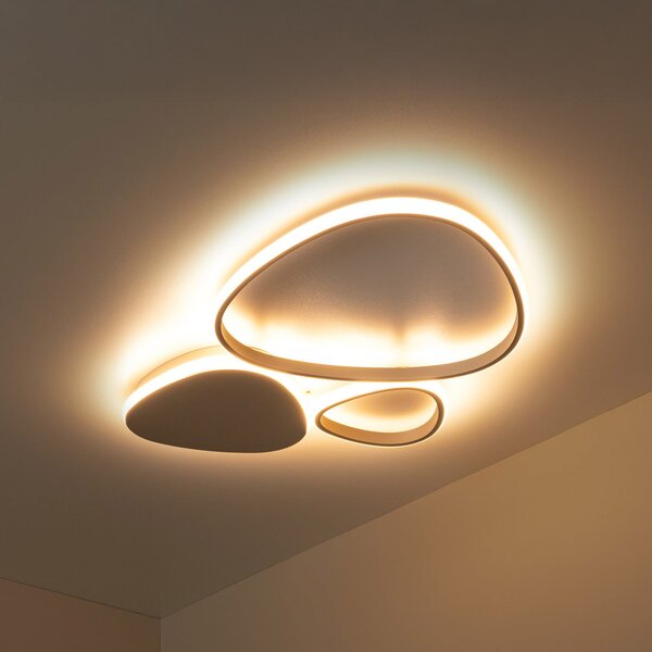 Lucide Plafonieră LED Samling, lungime 62 cm, culoare gri-maro, metal, reglabil, Bej, Camera de zi / sufragerie, Metal, Modern