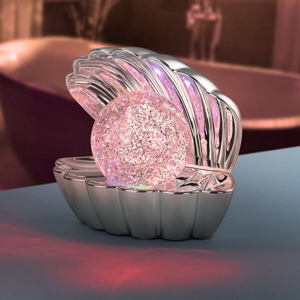 Reality Leuchten Lampa de masă LED Shelly, cromată, plastic, 18 cm, RGB, Metalic, Camera de zi / sufragerie, Plastic, Viața tânără
