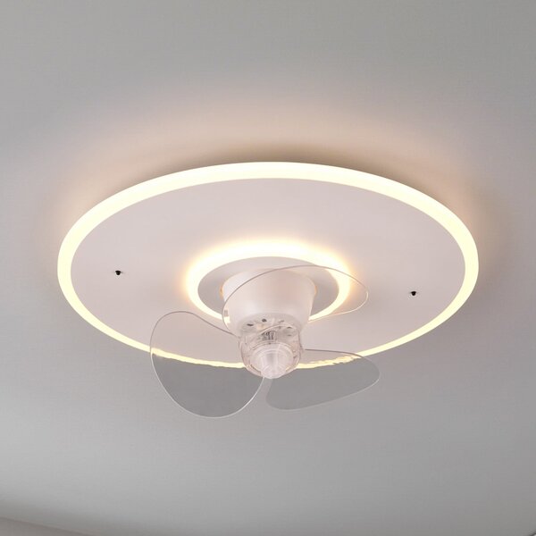 Reality Leuchten Ventilator LED Nybro, alb, DC, silențios, Ø 50 cm, CCT, telecomandă, reglabil, Alb, Camera de zi / sufragerie, Metal, Modern