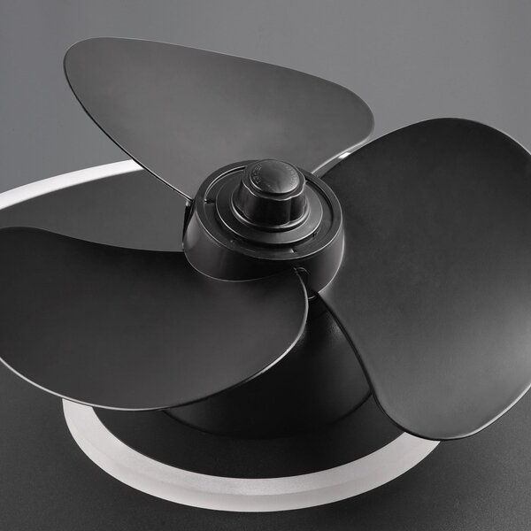 Reality Leuchten Ventilator LED Nybro, negru, DC, silențios, 50 cm, CCT, telecomandă, reglabil, Negru, Camera de zi / sufragerie, Metal, Modern