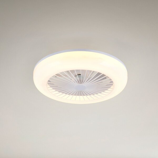 Reality Leuchten Ventilator LED Mora, DC, silențios, Ø 45 cm, CCT, telecomandă, reglabil, Alb, Camera de zi / sufragerie, Plastic, Modern