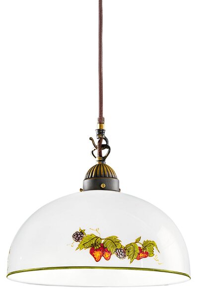Austrolux Kolarz lampă suspendată Nonna, Ø 30 cm, căpșuni, margine netedă, reglabil, Alb, Camera de zi / sufragerie, Sticlă, Casă de țară / Rustic