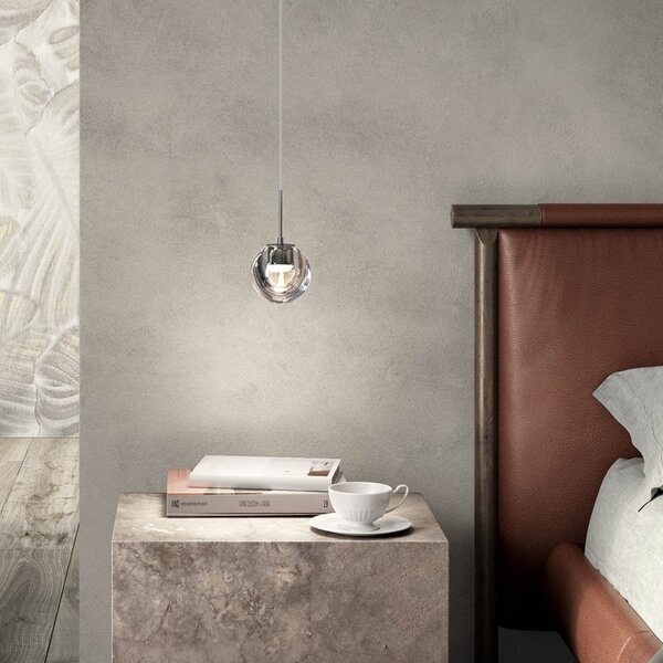 Kdln Lampă suspendată LED Dew, culoare crom, 1 bec, Ø 11 cm, reglabil, Metalic, Bucătărie, Sticlă, Design