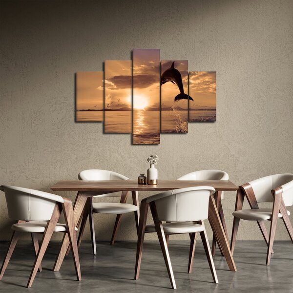 Tablou - Delfin la apus de soare (150x105 cm)