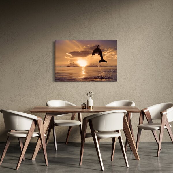Tablou - Delfin la apus de soare (90x60 cm)