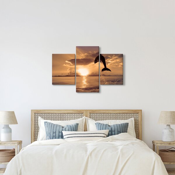 Tablou - Delfin la apus de soare (90x60 cm)