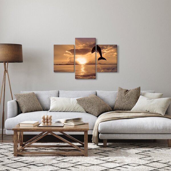 Tablou - Delfin la apus de soare (90x60 cm)