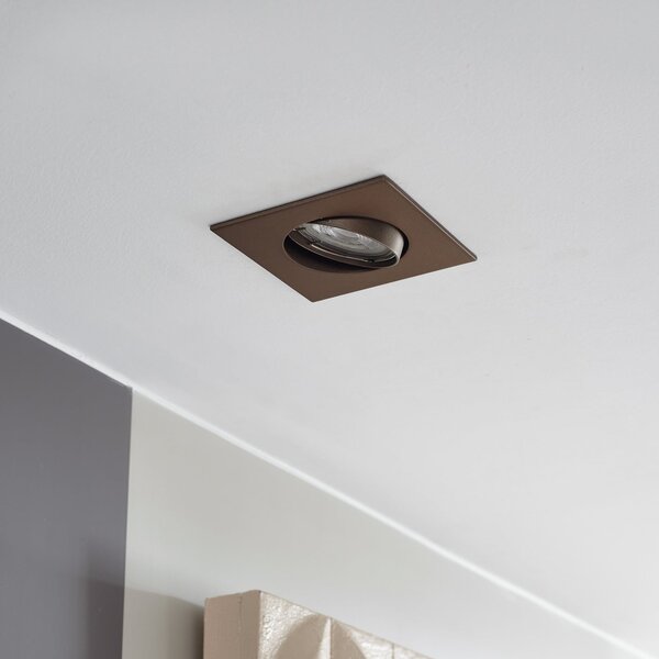 PRIOS Lampa de încastrare Fibur, bronz mat, 9 cm, GU10, 10 bucăți, reglabil, Bronz / Alamă Veche, Camera de zi / sufragerie, Metal, Modern, Plafon încastrat