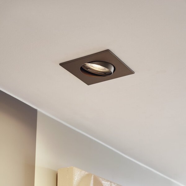 PRIOS Lampa de încastrare Fibur, bronz mat, 9 cm, GU10, 10 bucăți, reglabil, Bronz / Alamă Veche, Camera de zi / sufragerie, Metal, Modern, Plafon încastrat