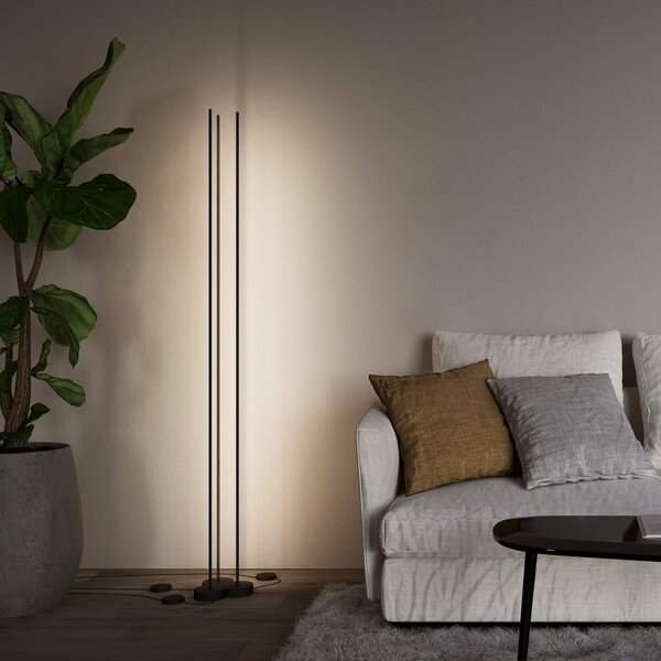 Wever & Ducré Lighting WEVER DUCRÉ Lampadar LED cu picior Finlin negru 2.700 K Dimmer dimabil, reglabil, Negru, Camera de zi / sufragerie, Aluminiu, Modern