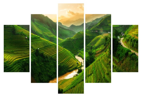 Tablou - Terase de orez Mu Cang Chai (150x105 cm)