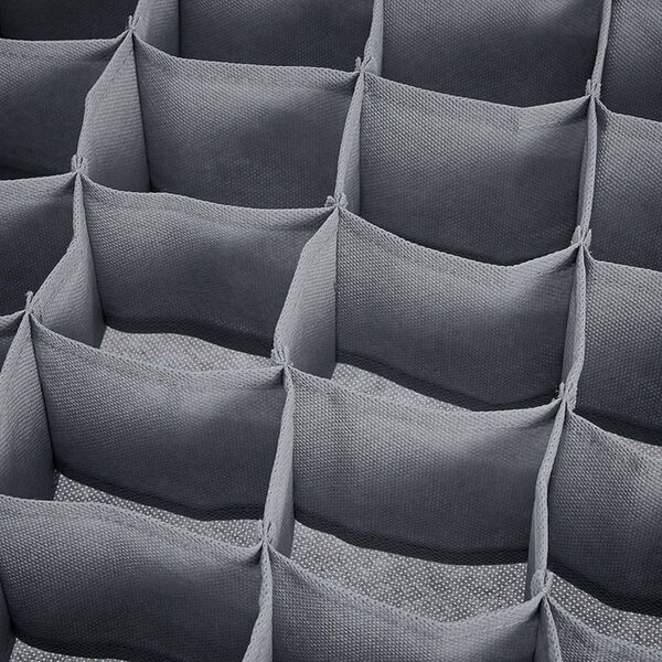 Organizator pliabil pentru sertar, 24 compartimente, 32.5 x 32.5 cm, textil, gri