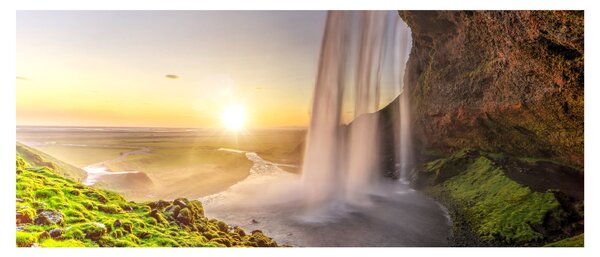 Tablou - Seljalandsfoss din spatele peșterii (120x50 cm)