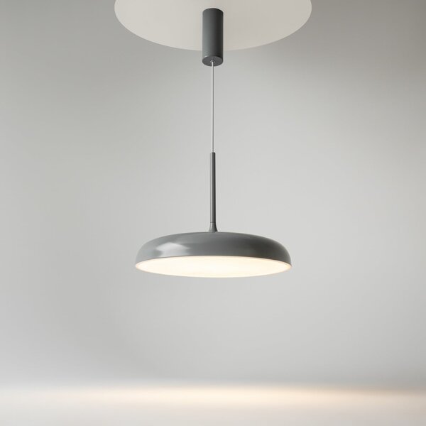 Maytoni Lampă suspendată LED Gerhard, Ø 40 cm, gri, metal, Gri, Camera de zi / sufragerie, Metal, Modern