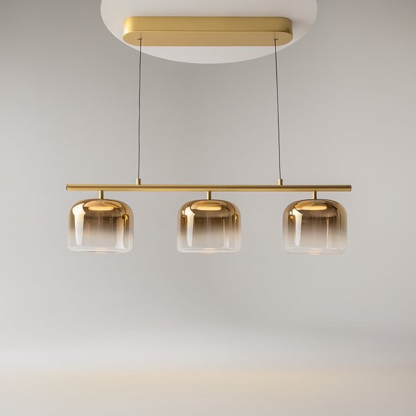Maytoni lampă suspendată LED Spirito, 3 becuri, auriu, dimabil, reglabil, Auriu / Alamă, Camera de zi / sufragerie, Metal, Modern