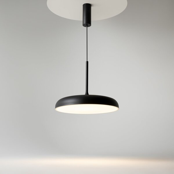 Maytoni Lampă suspendată LED Gerhard, Ø 40 cm, negru, metal, Negru, Camera de zi / sufragerie, Metal, Modern