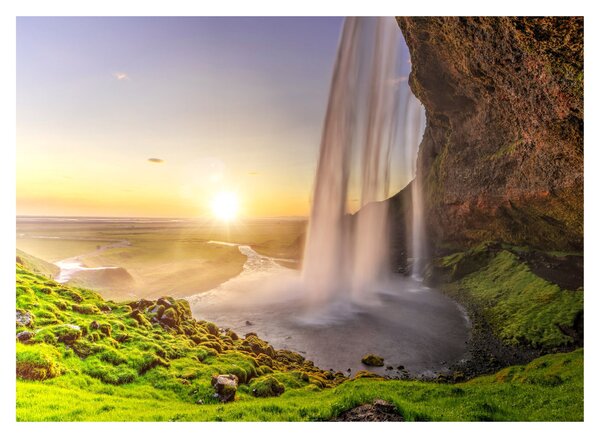 Tablou - Seljalandsfoss din spatele peșterii (70x50 cm)