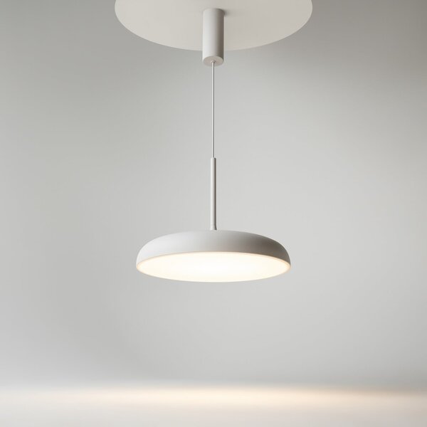 Maytoni Lampă suspendată LED Gerhard, Ø 40 cm, alb, metal, Alb, Camera de zi / sufragerie, Metal, Modern
