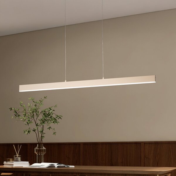 FISCHER & HONSEL Lampă suspendată LED Silvano, nisip, lungime 115 cm, CCT, dimmer tactil, reglabil, Bej, Camera de zi / sufragerie, Metal, Modern