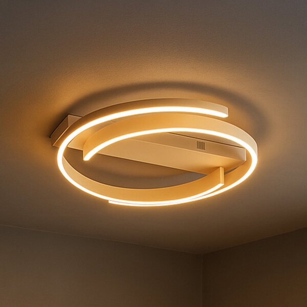 FISCHER & HONSEL Plafonieră LED CIRCLY, nisip, Ø 56 cm, telecomandă CCT dimabilă, reglabil, Bej, Camera de zi / sufragerie, Metal, Modern