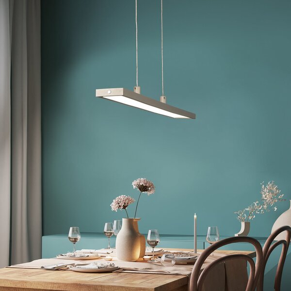 FISCHER & HONSEL Lampă suspendată LED Marlo, nisip, lungime 90 cm, CCT, dimmer tactil, reglabil, Bej, Camera de zi / sufragerie, Metal, Modern