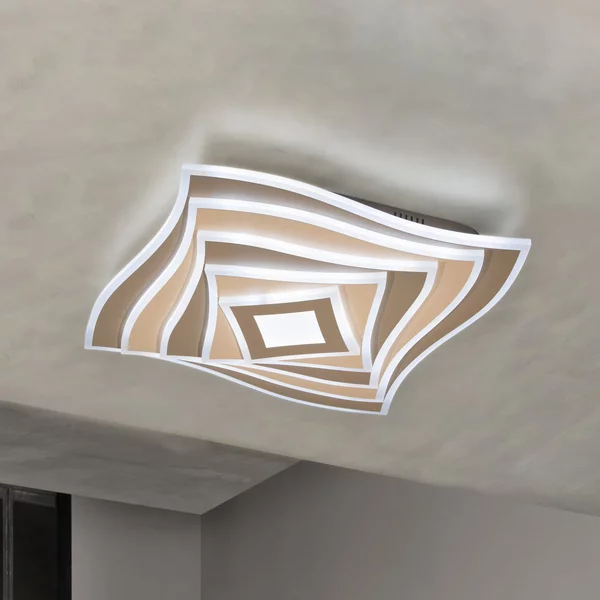 FISCHER & HONSEL Plafonieră LED HERO, gri-bej, 50x50 cm Telecomandă CCT dimabilă, reglabil, Maro / Rugină, Camera de zi / sufragerie, Metal, Modern