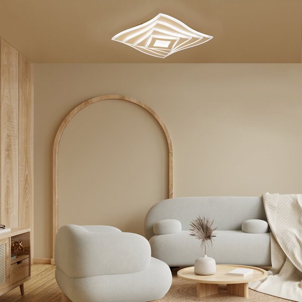 FISCHER & HONSEL Plafonieră LED HERO, nisip, 40x40 cm, telecomandă, CCT dimabil, reglabil, Bej, Camera de zi / sufragerie, Metal, Modern