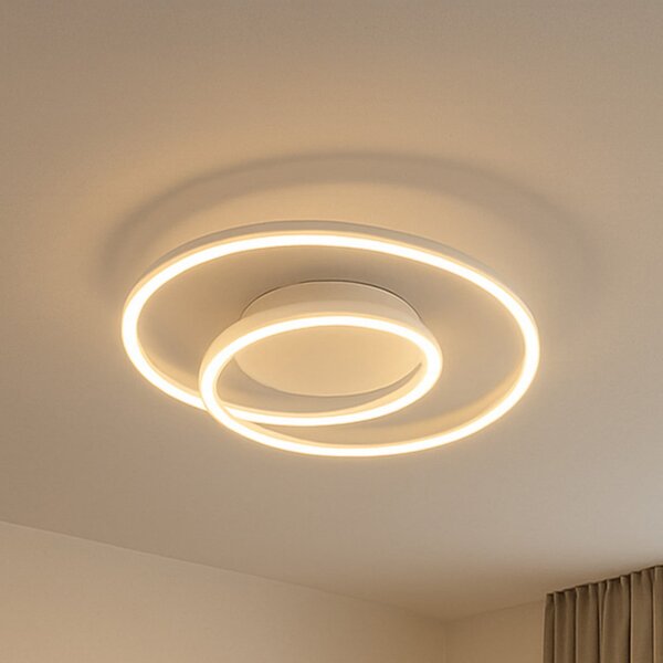 FISCHER & HONSEL Plafonieră LED HOLY, nisip, Ø 49 cm, telecomandă, CCT, dimabil, reglabil, Bej, Camera de zi / sufragerie, Metal, Modern