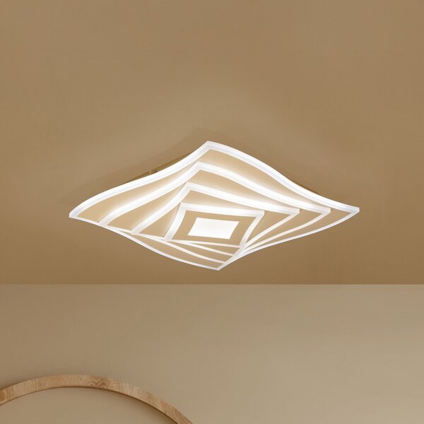 FISCHER & HONSEL Plafonieră LED HERO, nisip, 40x40 cm, telecomandă, CCT dimabil, reglabil, Bej, Camera de zi / sufragerie, Metal, Modern