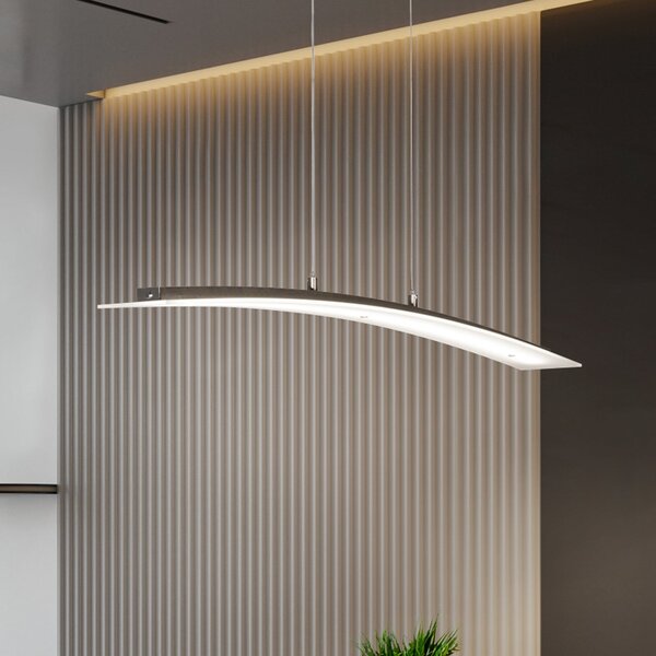 FISCHER & HONSEL Lampă suspendată LED Mavero, nichel, lungime 90 cm, CCT, dimmer tactil, reglabil, Metalic, Camera de zi / sufragerie, Metal, Modern