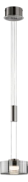 FISCHER & HONSEL Lampă suspendată LED LAVIN, nichel/fum, Ø 20 cm, metal/sticlă dimabilă, reglabil, Gri, Camera de zi / sufragerie, Metal, Modern