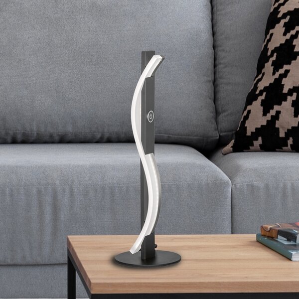 FISCHER & HONSEL Lampa de masă LED BRIDGE, negru, înălțime 41 cm, metal, dimabil, reglabil, Negru, Camera de zi / sufragerie, Metal, Modern