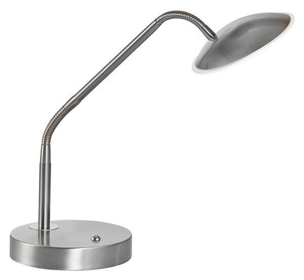 FISCHER & HONSEL Lampa de masă LED Tallri, nichel, înălțime 60 cm, dimmer tactil CCT, reglabil, Metalic, Camera de zi / sufragerie, Metal, Modern