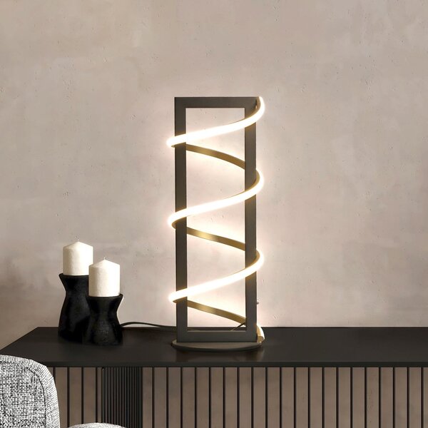 FISCHER & HONSEL Lampa de masă LED Gwen, negru, înălțime 45 cm, CCT, dimmer tactil, reglabil, Negru, Camera de zi / sufragerie, Metal, Modern