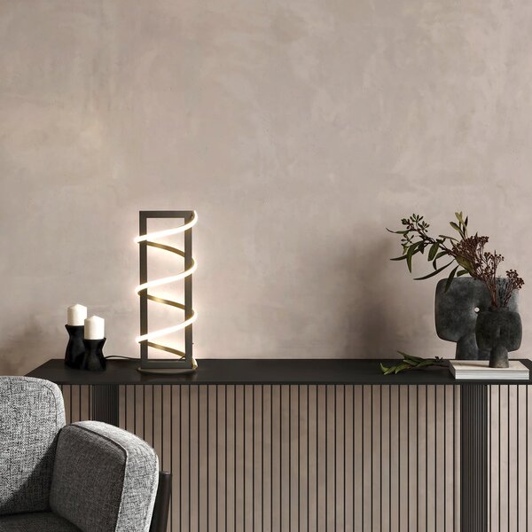 FISCHER & HONSEL Lampa de masă LED Gwen, negru, înălțime 45 cm, CCT, dimmer tactil, reglabil, Negru, Camera de zi / sufragerie, Metal, Modern