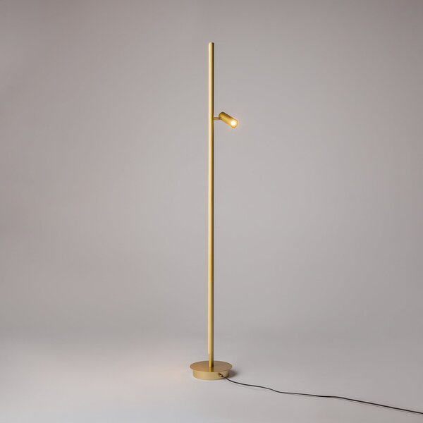 Maytoni Lampadar LED Thin, alamă, aluminiu, înălțime 155 cm, dimabil, reglabil, Auriu / Alamă, Camera de zi / sufragerie, Aluminiu, Modern