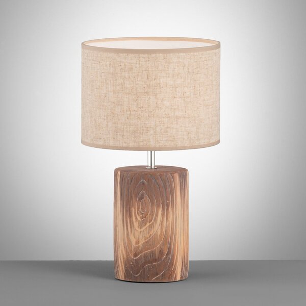 FISCHER & HONSEL Lampa de masă Malik, culoare nisip, material textil din in, înălțime 43 cm E27, Bej, Camera de zi / sufragerie, Țesătură / Textil