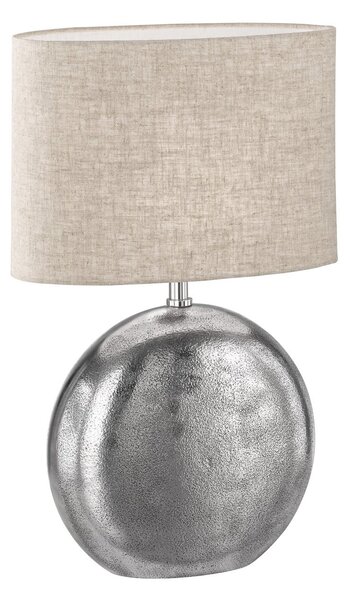 FISCHER & HONSEL Lampa de masă Chambery, nisip/nichel, înălțime 53 cm in/metal, Bej, Camera de zi / sufragerie, Țesătură / Textil