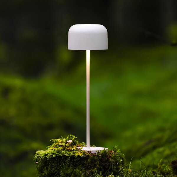 Konstsmide Lampa de masă cu LED și baterie Lille, înălțime 36 cm, albă, IP54, USB, reglabil, Alb, Camera de zi / sufragerie, Aluminiu, Modern