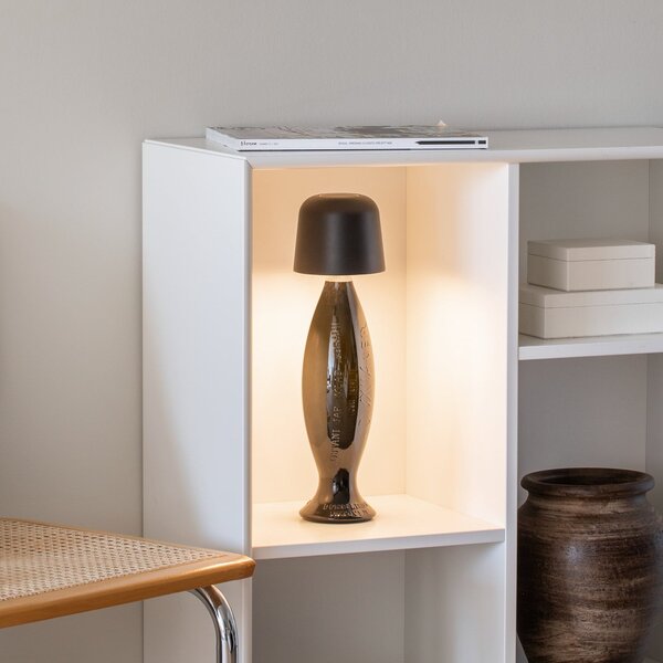 Konstsmide Lampa de masă cu LED și baterie Biot, negru, înălțime 30 cm, IP54, USB, reglabil, Negru, Camera de zi / sufragerie, Aluminiu, Modern