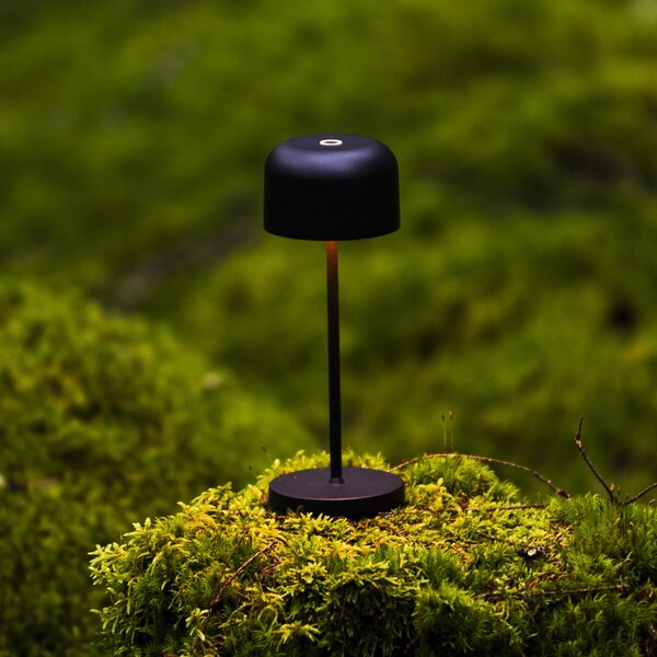 Konstsmide Lampa de masă cu LED și baterie Lille, înălțime 20 cm, negru, IP54, USB, reglabil, Negru, Camera de zi / sufragerie, Aluminiu, Modern
