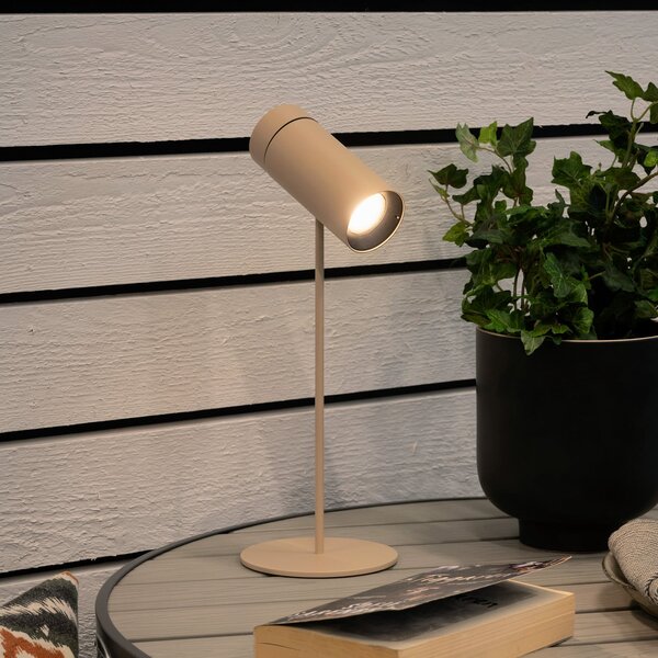Konstsmide Lampa de masă cu LED și baterie Multi, culoare nisip, înălțime 30 cm, IP54, reglabil, Bej, Camera de zi / sufragerie, Aluminiu, Modern